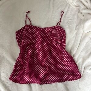 Red Y2K polka dot cami tank